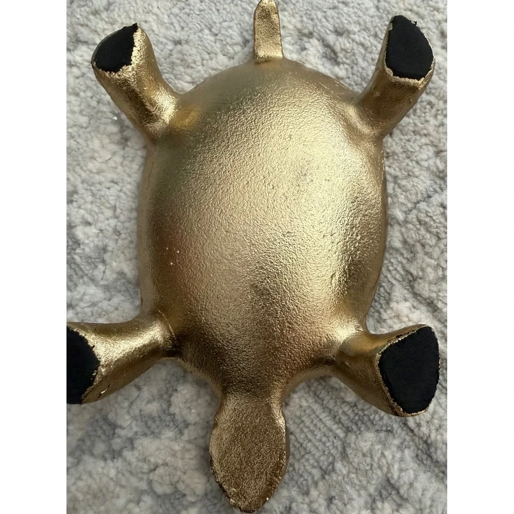 Gold Turtle Trinket Dish Metallic Jewelry Tray Animal Home Decor Accent